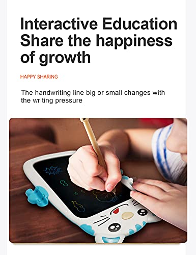 Mieykvo Cute cat Drawing Tablet for Kid, LCD Writing Tablet Toy Gift, Colorful, Children Doodle Board, Reusable Erasable Graffiti Handwriting Tablet for 3 to 12 Years Boys and Girls, BlueCat