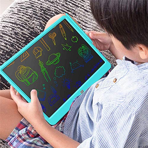 LCD Writing Tablet, Extra large 15 Inch, Colorful, Erasable Electronic Digital Drawing Pad Doodle Board, Gift for Kids Adults Home School Office (Blue)
