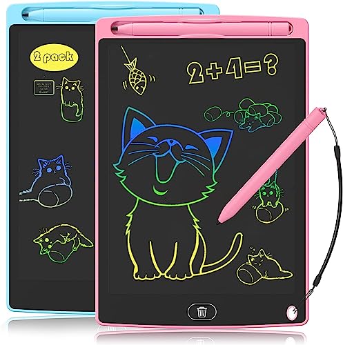 2 Pack LCD Writing Tablet - 8.5 Inch Portable Drawing Tablet for kids, Erasable Doodle Board, Colourful Doodle Drawing Pad Etch Sketch, Learning toy gift for 2-7 Years Old Girl Boy Toddler Adult