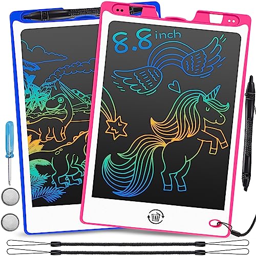 2 Pack LCD Writing Tablet - 8.8 Inch Colorful Drawing Board Learning Gift for Kids, Electronic Erasable Writing Boards with Pen, Magic Drawing Pad Toy for Boys Girls Toddlers 2 3 4 5 6 Years Old