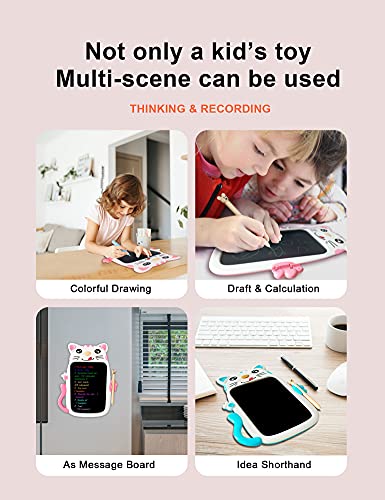 Mieykvo Cute cat Drawing Tablet for Kid, LCD Writing Tablet Toy Gift, Colorful, Children Doodle Board, Reusable Erasable Graffiti Handwriting Tablet for 3 to 12 Years Boys and Girls, BlueCat