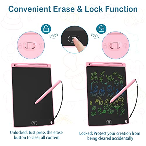2 Pack LCD Writing Tablet - 8.5 Inch Portable Drawing Tablet for kids, Erasable Doodle Board, Colourful Doodle Drawing Pad Etch Sketch, Learning toy gift for 2-7 Years Old Girl Boy Toddler Adult