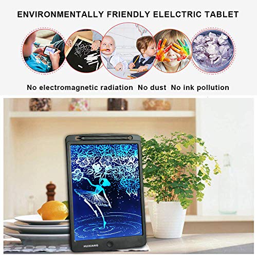 LCD Writing Tablet 10 Inch Color HUIXIANG Electronic Drawing Board Digital Rewritten Drawing Pad Multi Colour Durable Handwriting Toy for Kids Boy Girl Presents for Students (Black)