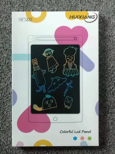 LCD Writing Tablet 10 Inch Color HUIXIANG Electronic Drawing Board Digital Rewritten Drawing Pad Multi Colour Durable Handwriting Toy for Kids Boy Girl Presents for Students (Black)