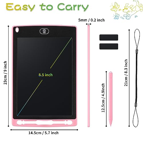 Mardiko LCD Writing Tablet 8.5 Inch Colorful Drawing Tablet Kids Doodle Scribbler Pad Graphics Boards Lock-Key Erasable Drawing Pad Writing Board for Kids Boys Girls Adults (Pink)