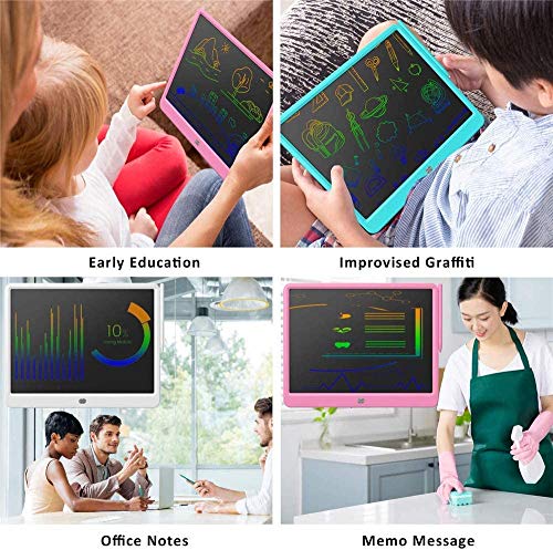 LCD Writing Tablet, Extra large 15 Inch, Colorful, Erasable Electronic Digital Drawing Pad Doodle Board, Gift for Kids Adults Home School Office (Blue)