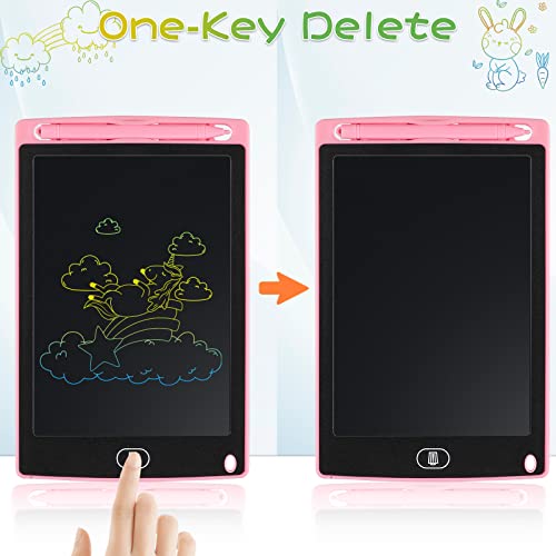 Mardiko LCD Writing Tablet 8.5 Inch Colorful Drawing Tablet Kids Doodle Scribbler Pad Graphics Boards Lock-Key Erasable Drawing Pad Writing Board for Kids Boys Girls Adults (Pink)