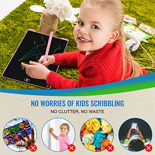 Electight 2 Pack 12 Inch LCD Writing Tablet, Colorful Doodle Scribbler Pad with Lock & Delete Function, Writing Board for Kids Age 2-9 Year Old Girls Boys, Learning Gift & Educational Toys - Blue&Pink