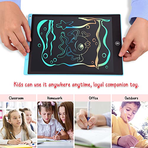 PINKCAT LCD Writing Board, 12" Colorful Writing Tablet Erasable Handwriting Pad Graffiti Doodle Board Repeat Drawing Gift for Girl Boy Kid Student