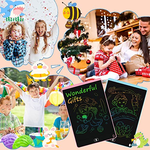 Electight 2 Pack 12 Inch LCD Writing Tablet, Colorful Doodle Scribbler Pad with Lock & Delete Function, Writing Board for Kids Age 2-9 Year Old Girls Boys, Learning Gift & Educational Toys - Blue&Pink