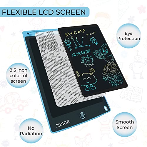 ZIDIOR LCD Writing Tablet for Kids & Adults, 8.5 Inch Digital Drawing & Doodle Board Graphic Tablet, Portable Learning Educational Toys with Lock, Multicolour Drawing Pad for Painting and Memo Lists