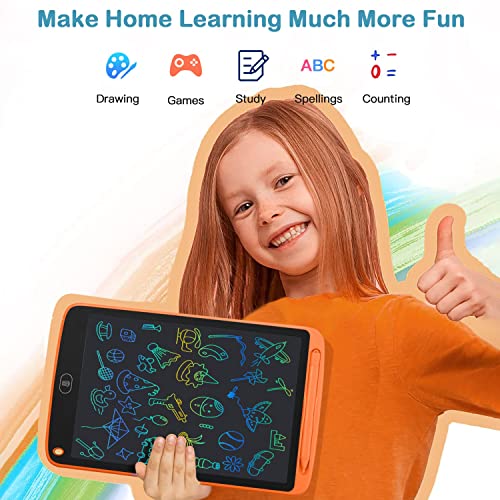 2 Pack LCD Writing Tablet Kids 10 Inch, Doodle Board Toddler Toys, Erasable Drawing Tablet, Etch Sketch Doodle Pad, Learning Toys for 2 3 4 5 6 7 8 Year Old Girls Boys, Birthdays Gift, Green/Orange