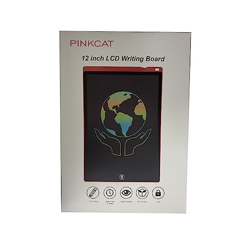 PINKCAT LCD Writing Board, 12" Colorful Writing Tablet Erasable Handwriting Pad Graffiti Doodle Board Repeat Drawing Gift for Girl Boy Kid Student