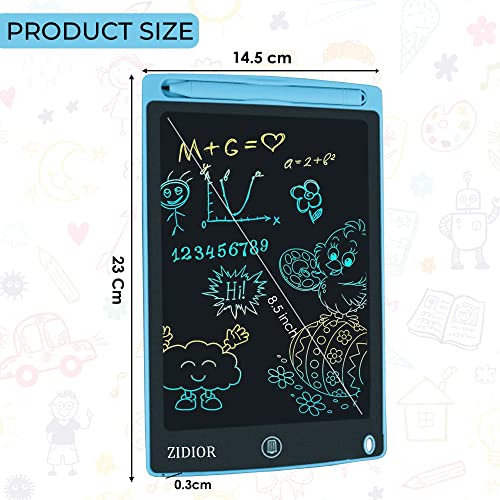 ZIDIOR LCD Writing Tablet for Kids & Adults, 8.5 Inch Digital Drawing & Doodle Board Graphic Tablet, Portable Learning Educational Toys with Lock, Multicolour Drawing Pad for Painting and Memo Lists