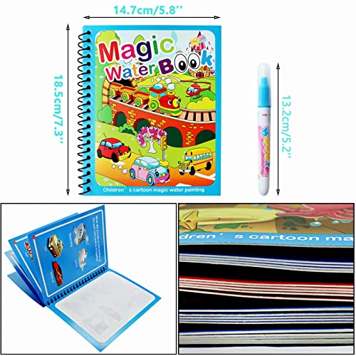 2 PCS Magic Water Colouring Book, LONTOM Children Reusable Drawing Book with Pen, Early Education Doodle Painting Toys for Kids Children Boys Girls Ages 2 3 4 Years Educational Learning Gifts