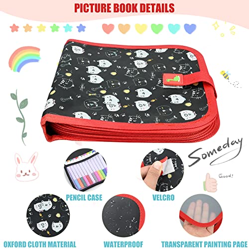 Erasable Doodle Book,16 Page Double-Sided Waterproof Kids Drawing Writing Boards with 12 Erasable Pens, Early Learning Toddler Drawing for Girls Boys Gifts Travel Activity Toy Age 3 Year Old