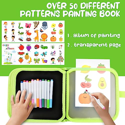 Erasable Drawing Pad, 16 Pages Portable Kids Drawing Board, Double-Sided Reusable Graffiti Drawing Board for Kids 3 4 5 6 7 8 Year Old Boy Girl Birthday Gifts,Travel Toys Doodle Book Come with 12 Pens