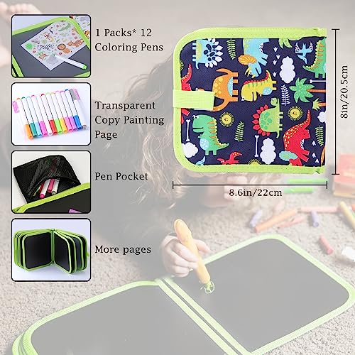 Erasable Doodle Book, Double-Sided Drawing Writing Boards with 14 Pages 12 Coloring Pens - Perfect Early Learning Drawing Pad and Travel Toy Birthday Gifts for Boys and Girls Aged 3-10