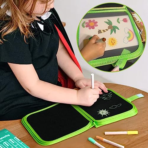 Erasable Doodle Book, Double-Sided Drawing Writing Boards with 14 Pages 12 Coloring Pens - Perfect Early Learning Drawing Pad and Travel Toy Birthday Gifts for Boys and Girls Aged 3-10
