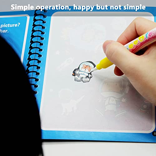Magic Water Colouring Book, LONTOM 4pcs Children Reusable Drawing Book with Pen, Early Education Doodle Painting Toys for Kids Boys Girls Ages 2 3 4 Years Plus Educational Learning Gifts