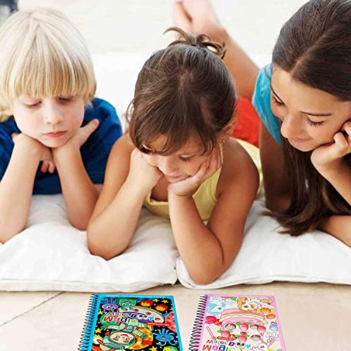 Magic Water Colouring Book, LONTOM 4pcs Children Reusable Drawing Book with Pen, Early Education Doodle Painting Toys for Kids Boys Girls Ages 2 3 4 Years Plus Educational Learning Gifts