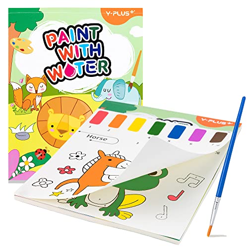 YPLUS Water Colouring Book for Children Painting Watercolour Paint Set Paper for Kids, Magic Book Arts and Crafts Gift for Drawing - Animals