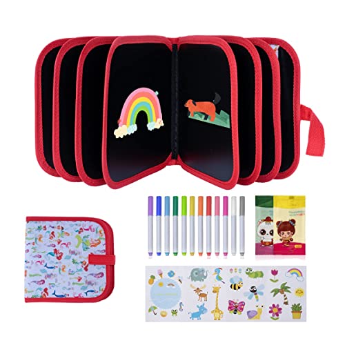 Erasable Doodle Book, Double-Sided Kids' Drawing Writing Boards with 12 Scribble Boards Pens, Portable Early Learning Drawing Pad Travel Toys Gifts for 3-8 Year Old Boys Girls(Mermaid)