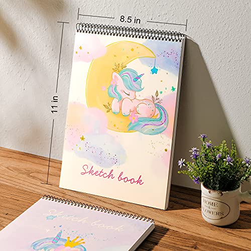 Sketch Book, 100 Pages (50 Sheets), Spiral Bound Artist Sketch Pad, Durable Acid Free Drawing Paper for Drawing, Painting, Sketching or Doodling for Girls