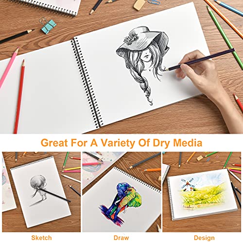 Sketch Book, 100 Pages (50 Sheets), Spiral Bound Artist Sketch Pad, Durable Acid Free Drawing Paper for Drawing, Painting, Sketching or Doodling for Girls