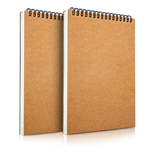Mamowla Sketchbook A5 Sketch Pad, Spiral Bound Drawing Pad for Kids Adults with Durable Hardboard, 160GSM Sketch Books Drawing Paper with Acid Free Art Books 60 Pages(2 Packs)