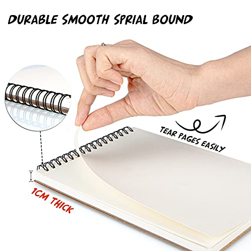 Mamowla Sketchbook A5 Sketch Pad, Spiral Bound Drawing Pad for Kids Adults with Durable Hardboard, 160GSM Sketch Books Drawing Paper with Acid Free Art Books 60 Pages（2 Packs）
