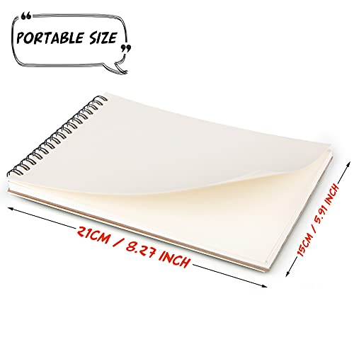Mamowla Sketchbook A5 Sketch Pad, Spiral Bound Drawing Pad for Kids Adults with Durable Hardboard, 160GSM Sketch Books Drawing Paper with Acid Free Art Books 60 Pages（2 Packs）