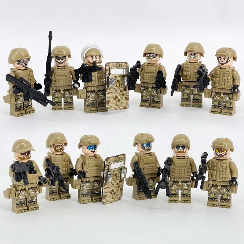 Atan 12PCS Building Block Toy, Military Dolls Set, Children Military Base Toy with Weapons, Kids Birthday Gifts