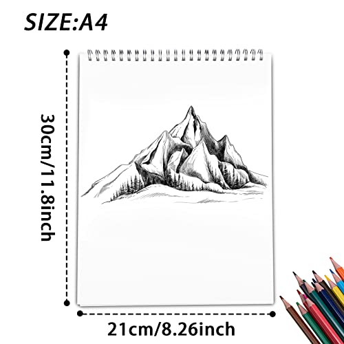 Sibontier Sketchbook A4 Sketch Pad Hardback Sketch Book for Artists Kids Teens Adults Spiral Bound Drawing Pad 160gsm Drawing Book 60 Pages/ 30 Sheets Drawing Paper
