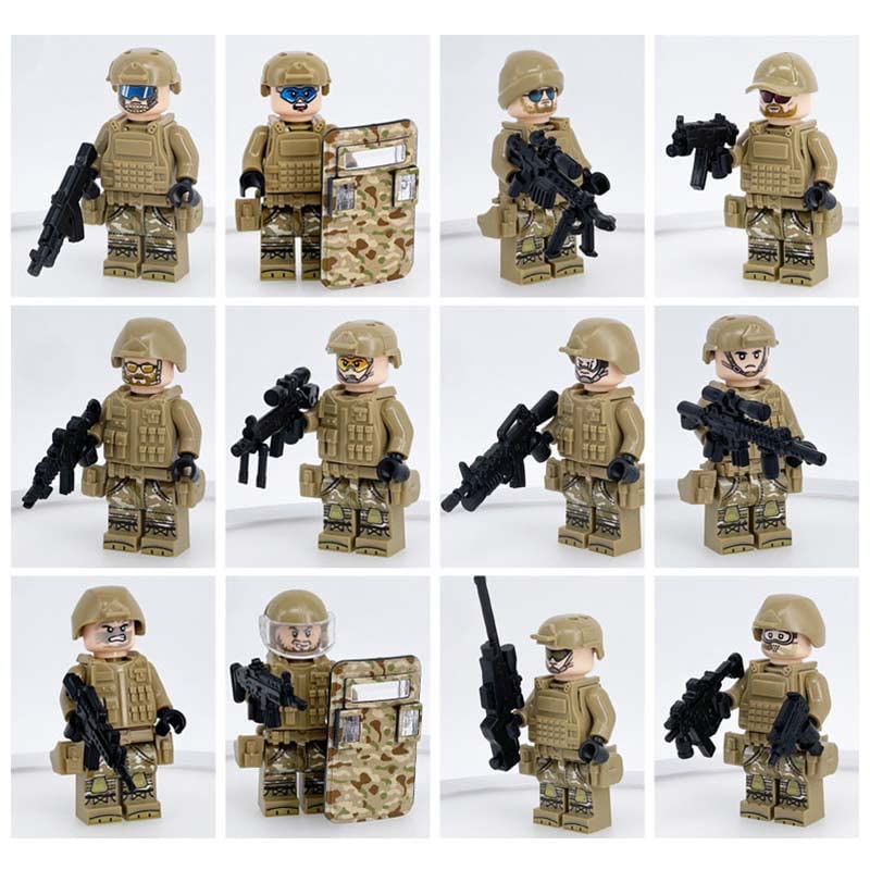 Atan 12PCS Building Block Toy, Military Dolls Set, Children Military Base Toy with Weapons, Kids Birthday Gifts