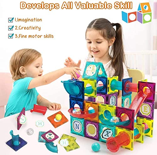 OKKIDY Magnetic Building Blocks Tiles, 125 PCS 3D Pipe Construction Toys for Kids 3 4 5 6 7 8 Year Old STEM Magnet Tiles Set Creativity & Educational Building Toys Game Gift for Boys & Girls