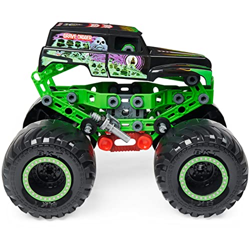 MECCANO Junior, Official Monster Jam Grave Digger Monster Truck STEM Model Building Kit with Pull-back Motor, Kids Toys for Ages 5 and Up