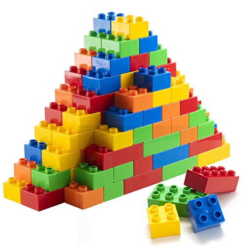 Prextex Large Building Blocks Set - Big, Giant Bricks for Kids - Creative Construction Toys for Fun Learning and Play - Assorted Sizes and Colors - 50 Pieces