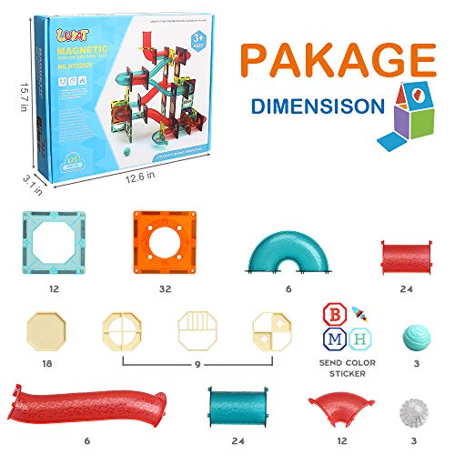 OKKIDY Magnetic Building Blocks Tiles, 125 PCS 3D Pipe Construction Toys for Kids 3 4 5 6 7 8 Year Old STEM Magnet Tiles Set Creativity & Educational Building Toys Game Gift for Boys & Girls
