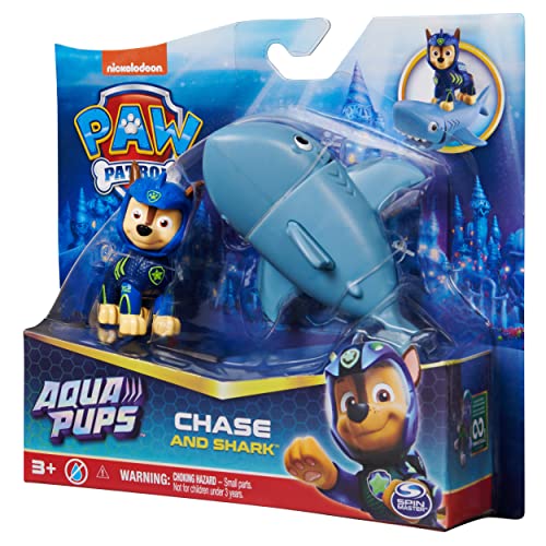 Paw Patrol, Aqua Pups Chase and Shark Action Figures Set, Kids’ Toys for Ages 3 and up