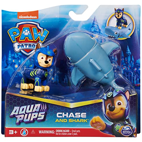 Paw Patrol, Aqua Pups Chase and Shark Action Figures Set, Kids’ Toys for Ages 3 and up