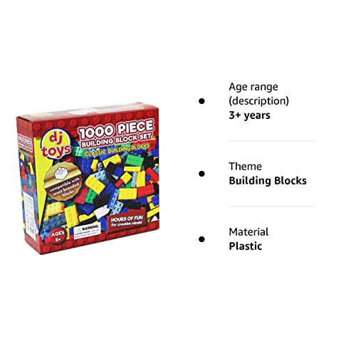 Guaranteed4Less Kids Building Bricks Blocks 1000 Piece Construction Toy Compatible Play Game Set (1 Box)