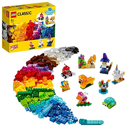 LEGO 11013 Classic Creative Transparent Bricks Building Set with Animals including Lion & 11017 Classic Creative Monsters, 5 Mini Build Monster Toys, Bricks Box Building Set for Kids 4 Plus Years Old