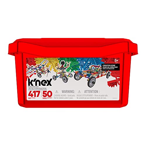 K'NEX Creation Zone Building Set 50 Model 417 Piece Educational Learning Kit with Storage Tub, Engineering Construction Toys for Kids 5+ Basic Fun 16511