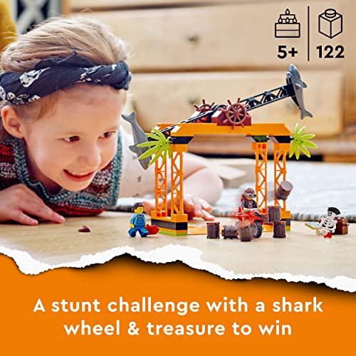 LEGO 60342 Building Set, City Stuntz The Shark Attack Stunt Challenge Adventure Series Toy with Flywheel Powered Stunt Bike and Racer Minifigure, Toys for Kids 5 Plus Year Old