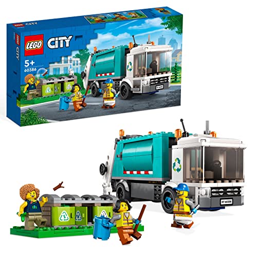 LEGO 60386 Building Set, City Recycling Truck, Bin Lorry Toy Vehicle Set with 3 Sorting Bins, Gift Idea for Kids 5 Plus Years Old, Educational Living Series, Multicolour