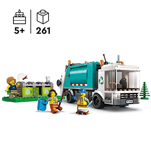 LEGO 60386 Building Set, City Recycling Truck, Bin Lorry Toy Vehicle Set with 3 Sorting Bins, Gift Idea for Kids 5 Plus Years Old, Educational Living Series, Multicolour