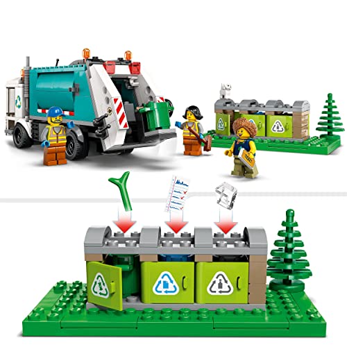 LEGO 60386 Building Set, City Recycling Truck, Bin Lorry Toy Vehicle Set with 3 Sorting Bins, Gift Idea for Kids 5 Plus Years Old, Educational Living Series, Multicolour