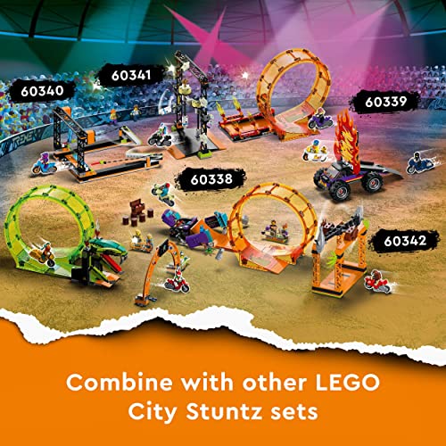 LEGO 60342 Building Set, City Stuntz The Shark Attack Stunt Challenge Adventure Series Toy with Flywheel Powered Stunt Bike and Racer Minifigure, Toys for Kids 5 Plus Year Old
