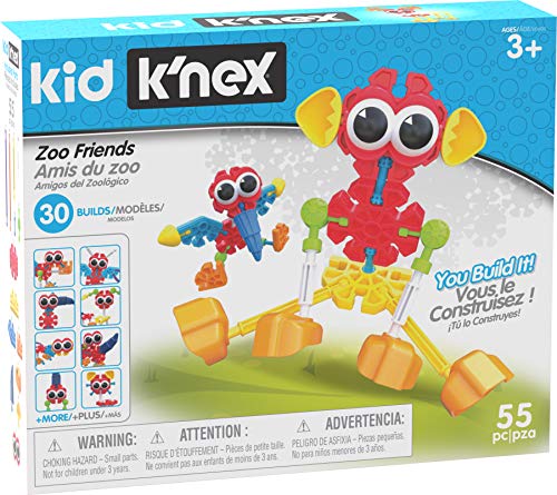 Kid K'NEX Zoo Friends Building Set 30 Model Kids Craft Set with 55 Pieces Educational Toys for Kids, Fun and Colourful Building Toys for Boys and Girls, Construction Toys Ages 3+ Basic Fun 85700